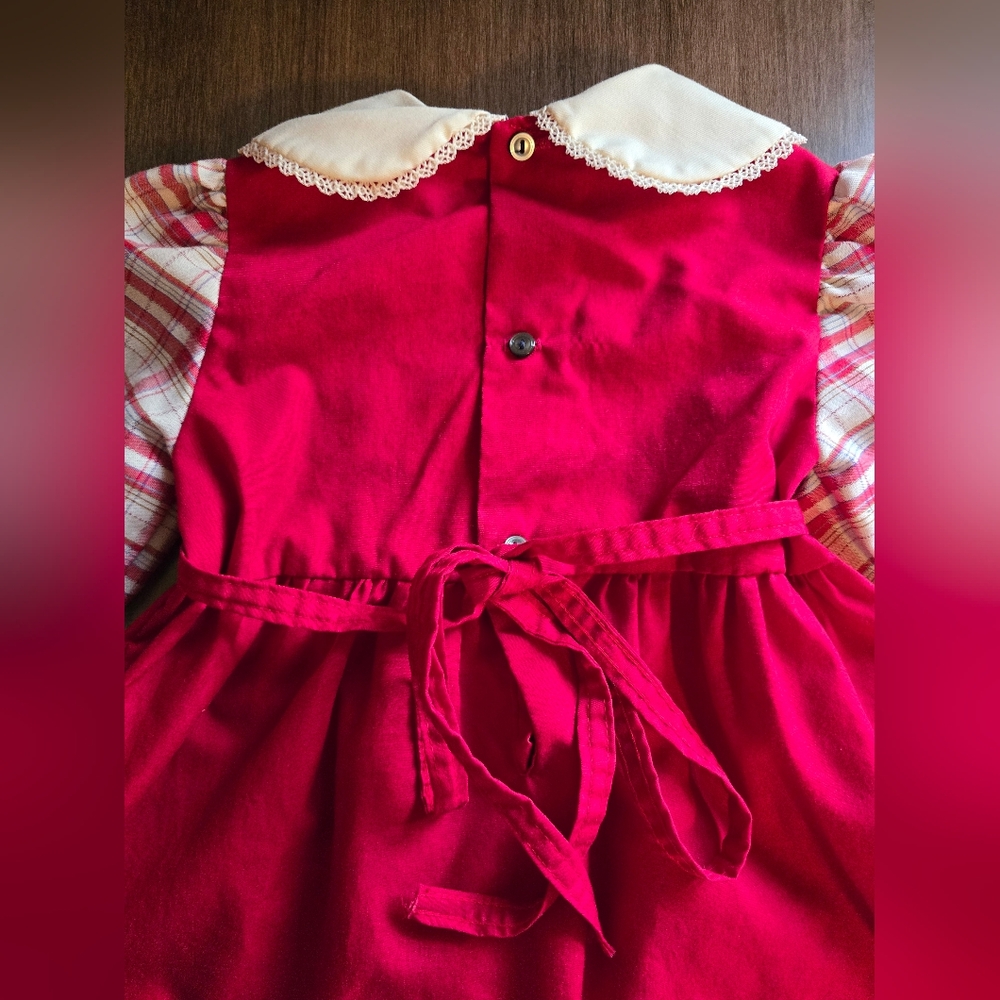 Vintage Poly Flinders Adorable Red Plaid Girls 3T  Casual Dress Christmas Clean - Picture 7 of 8